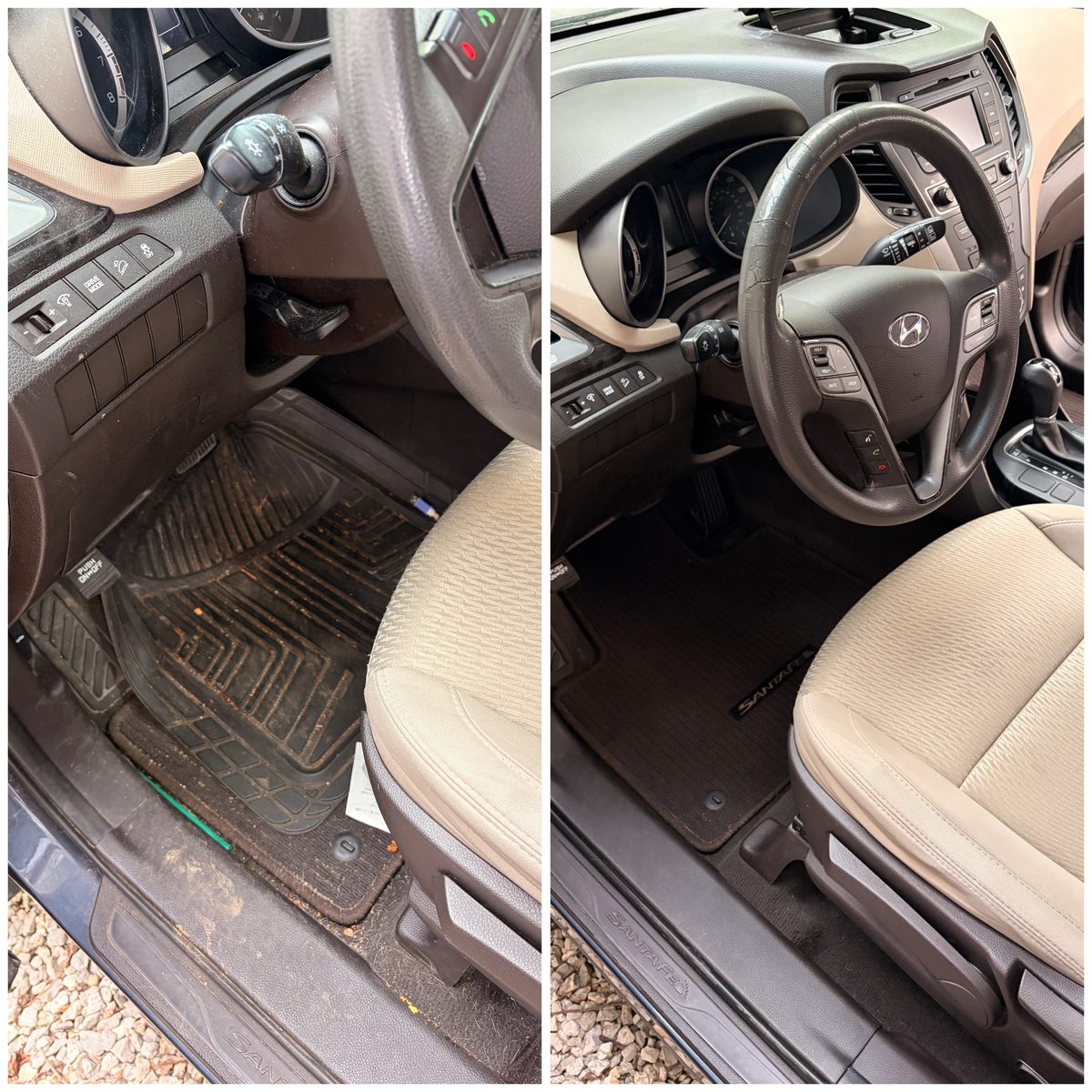 Floor mats and interior surfaces after a deep interior detail